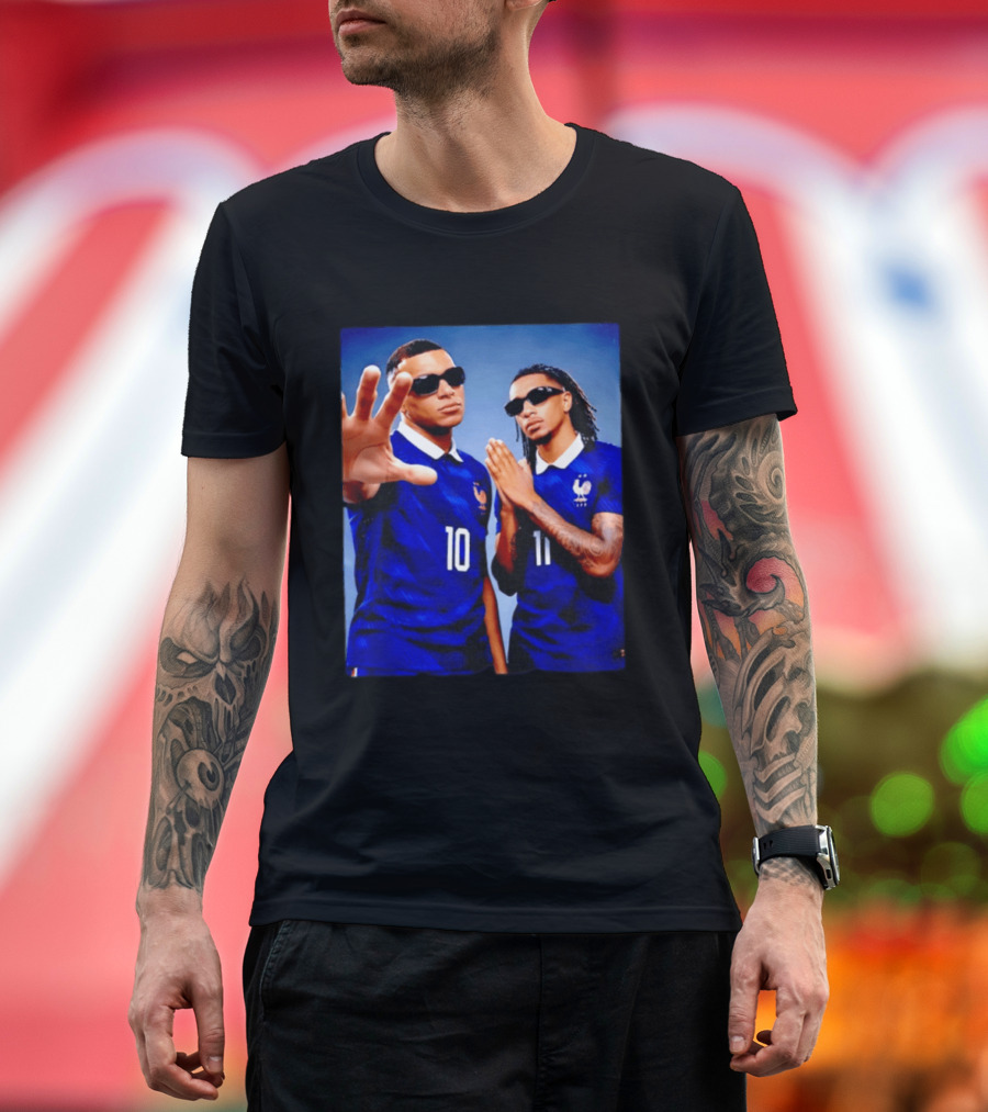 Kylian Mbappe Ousmane Dembele France National Football Team Jersey Blue T-Shirt
