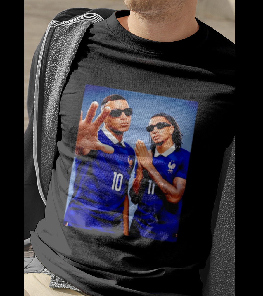 Kylian Mbappe Ousmane Dembele France National Football Team Jersey Blue T-Shirt