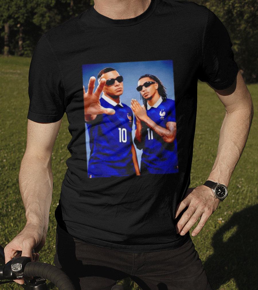 Kylian Mbappe Ousmane Dembele France National Football Team Jersey Blue T-Shirt