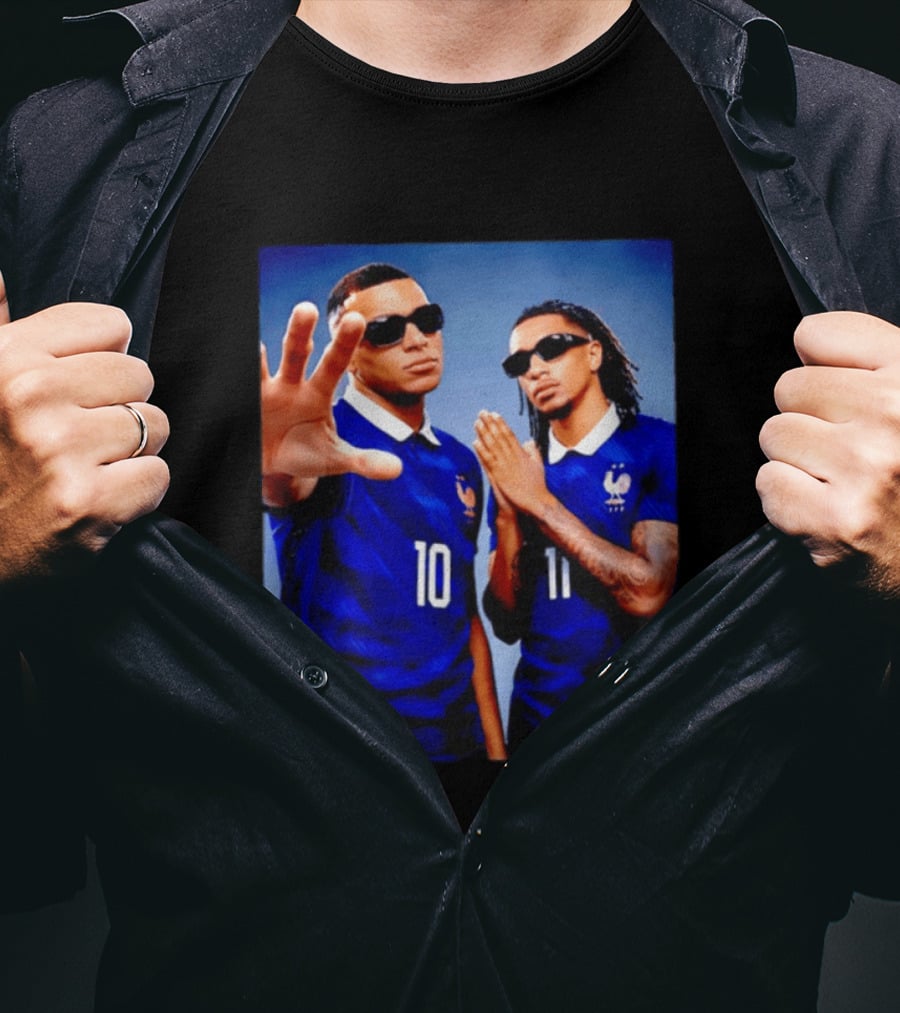 Kylian Mbappe Ousmane Dembele France National Football Team Jersey Blue T-Shirt
