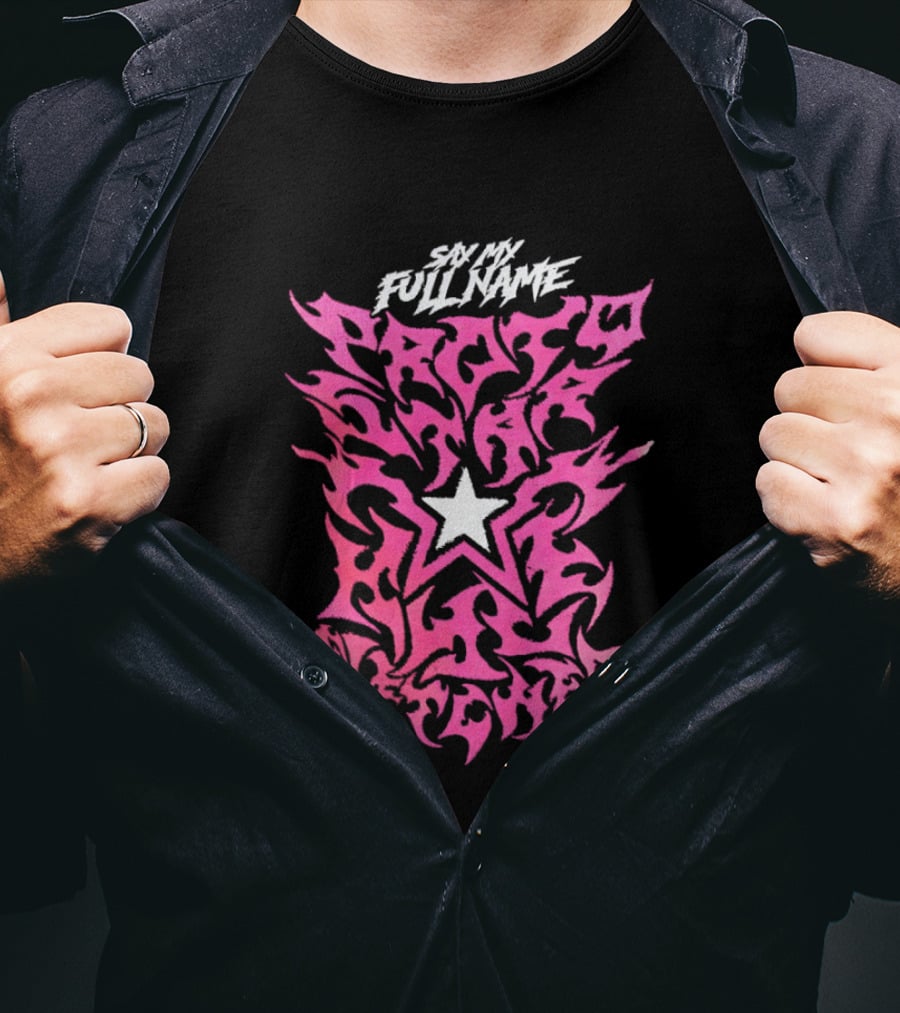 Pretty Peter Avalon Say My Full Name Star Pink Text AEW T-Shirt
