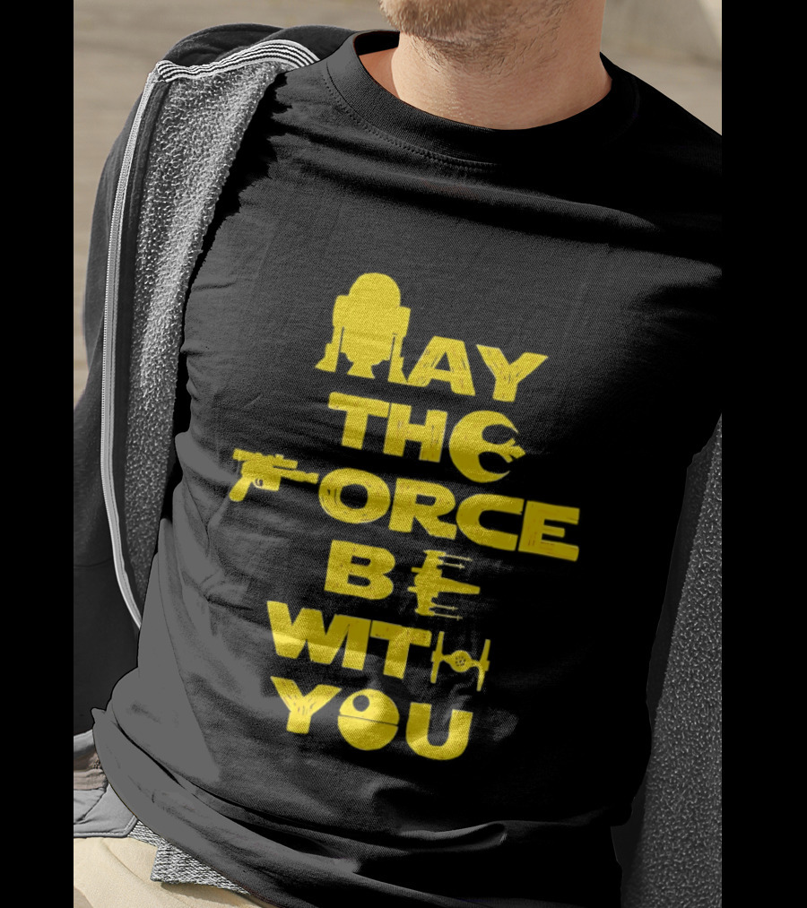 Star Wars May The Force Be With You Droid And Spaceship T-Shirt