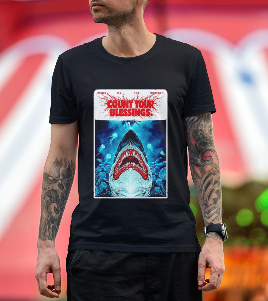 Bring Me The Horizon Count Your Blessings Shark And Jellyfish Ocean Scene T-Shirt