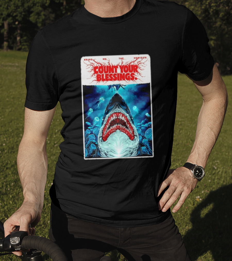 Bring Me The Horizon Count Your Blessings Shark And Jellyfish Ocean Scene T-Shirt