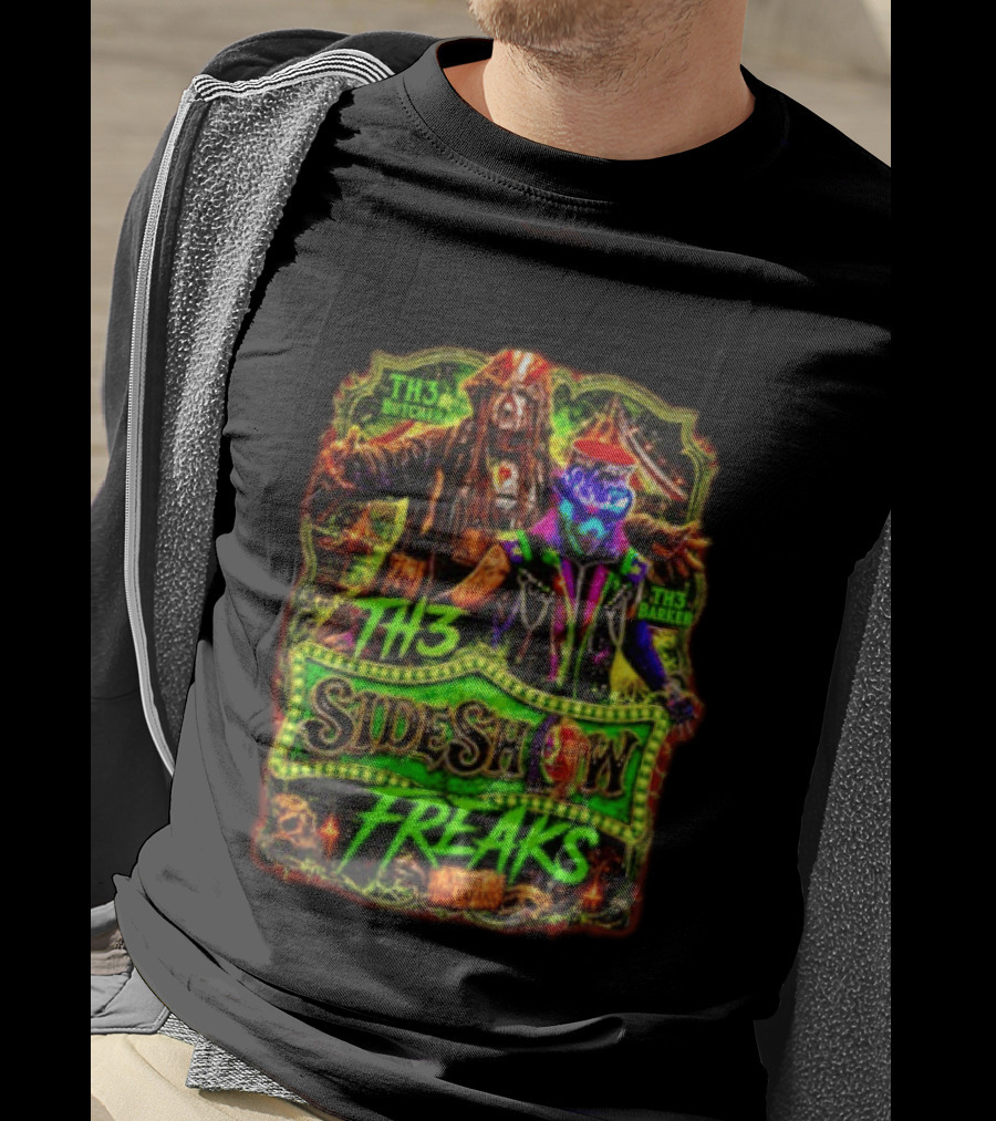 TH3 Sideshow Freaks Butcher Barker Admit The Freaks Carnival Horror T-Shirt