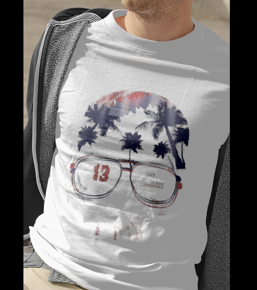 13 Say To New Adventures Tropical Palm Tree Sunglasses T-Shirt