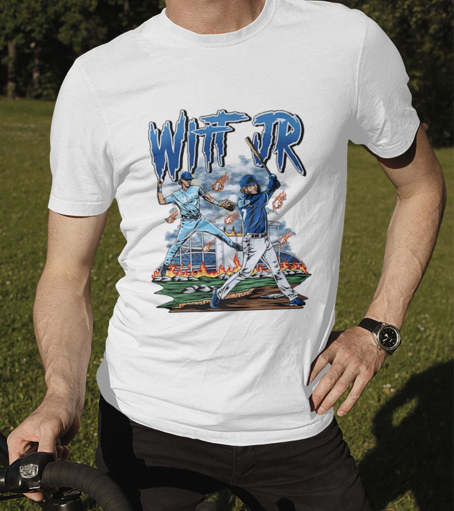 Bobby Witt Jr Kansas City Royals Baseball Player Illustration With Dynamic Action Scenes T-Shirt