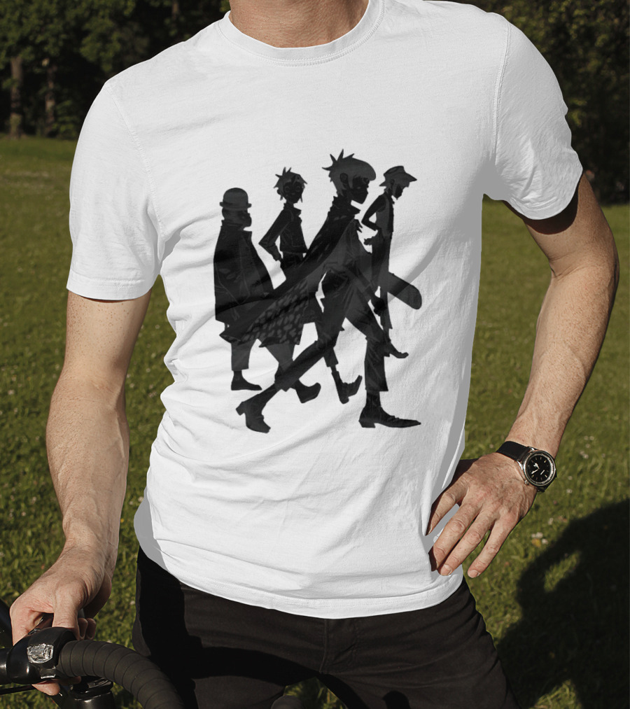 Gorillaz Band Members Silhouettes Dark Shadows Walking T-Shirt