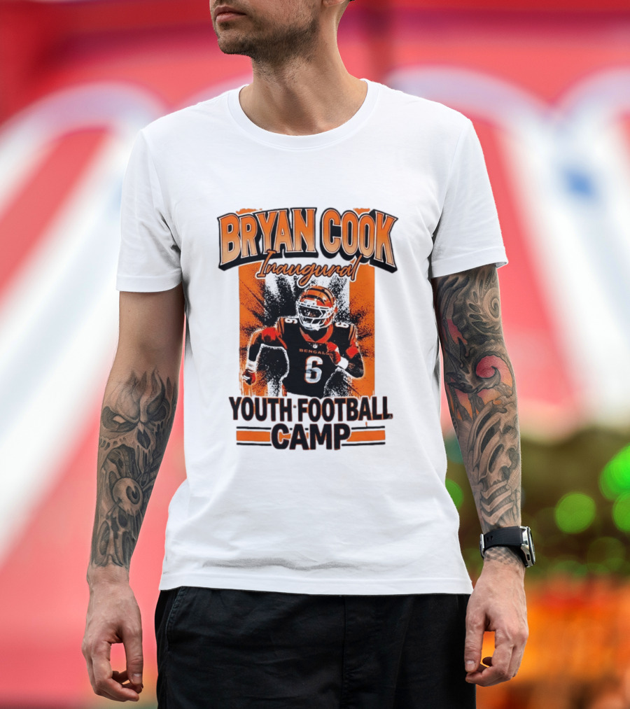 Bryan Cook Inaugural Youth Football Camp Cincinnati Bengals Player Number 6 T-Shirt