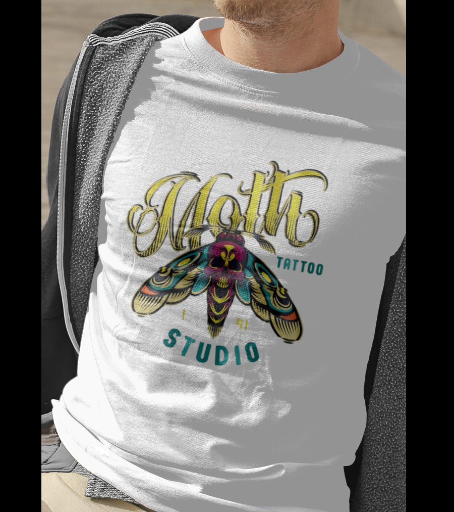 Moth Tattoo Studio 1991 Skull Moth Gothic T-Shirt