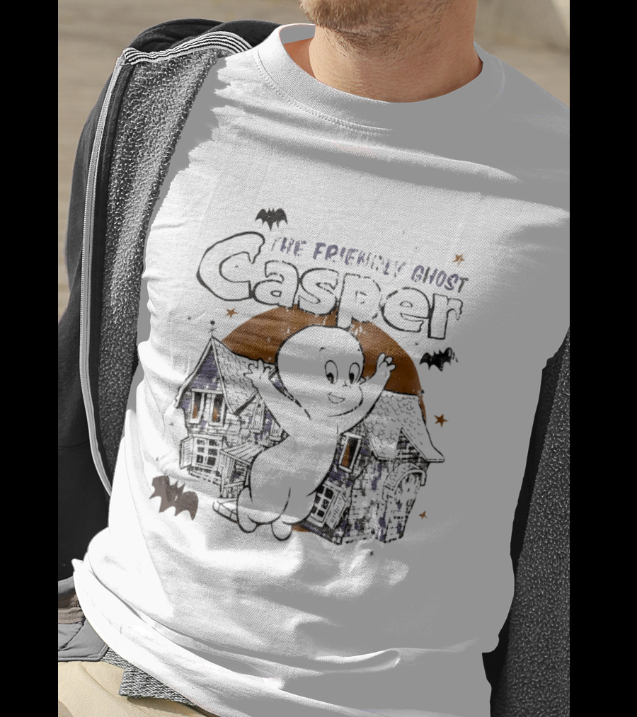 Casper The Friendly Ghost Haunted House Halloween Bats T-Shirt