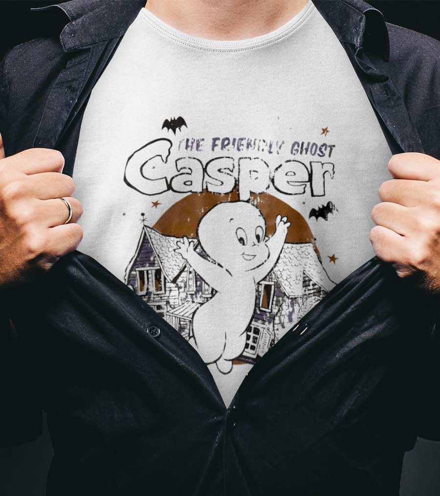Casper The Friendly Ghost Haunted House Halloween Bats T-Shirt
