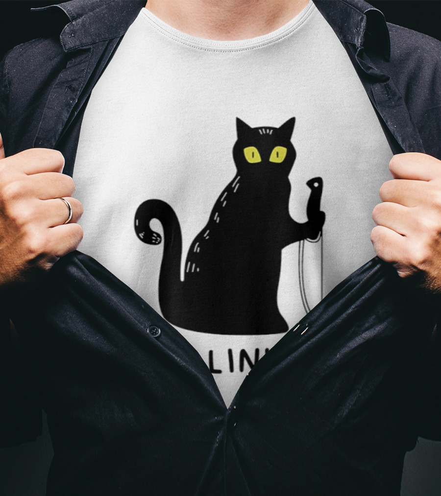 Black Cat Killin' It Halloween Knife T-Shirt