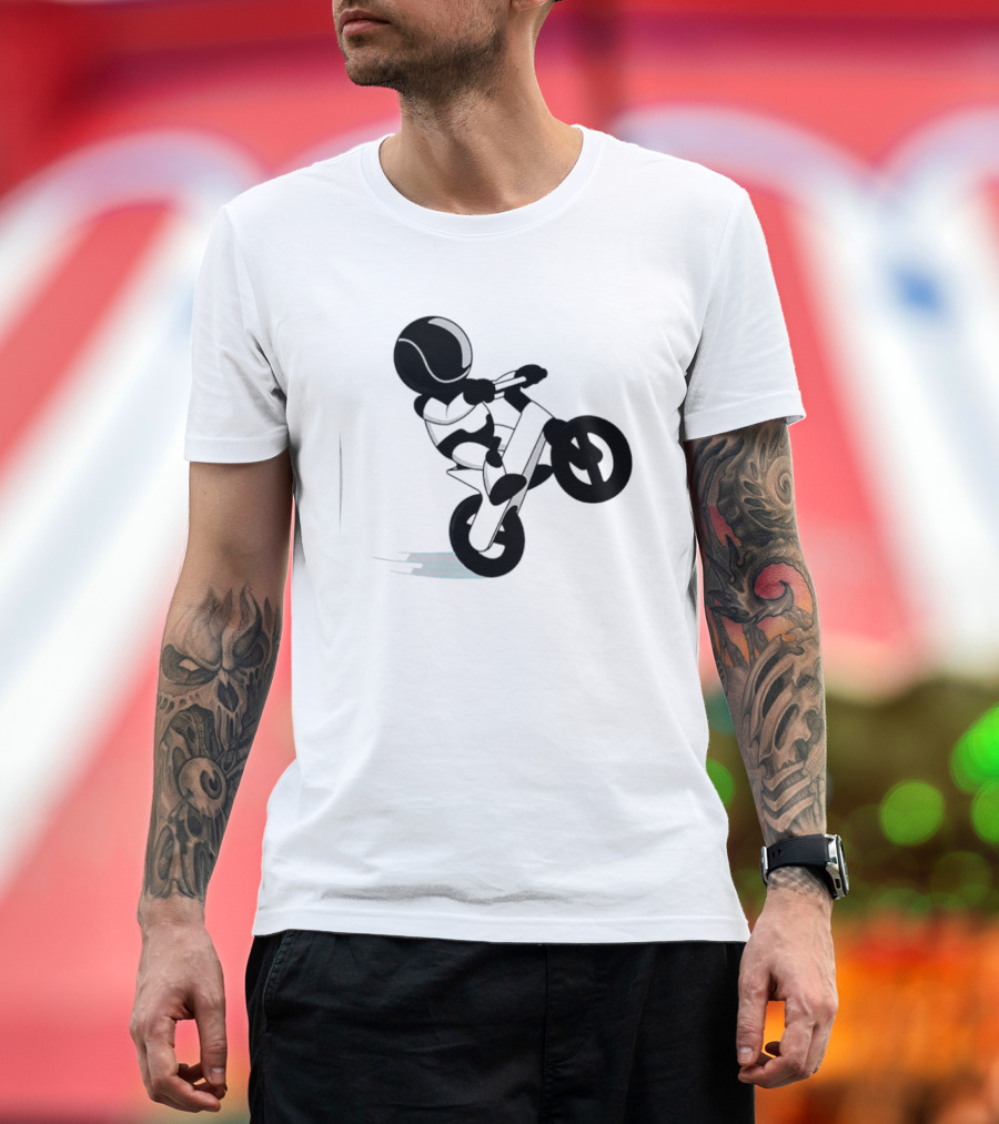 Stick Figure Biker Wheelie Adventure T-Shirt