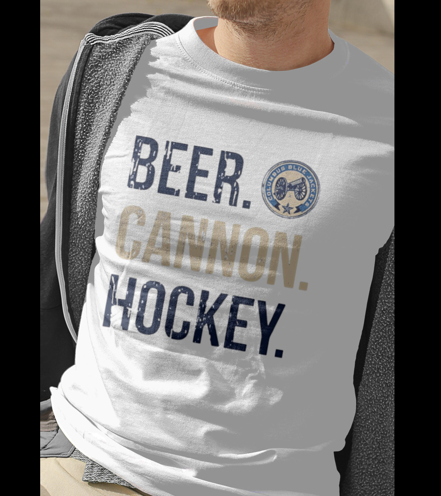 Columbus Blue Jackets Beer Cannon Hockey Team Spirit T-Shirt