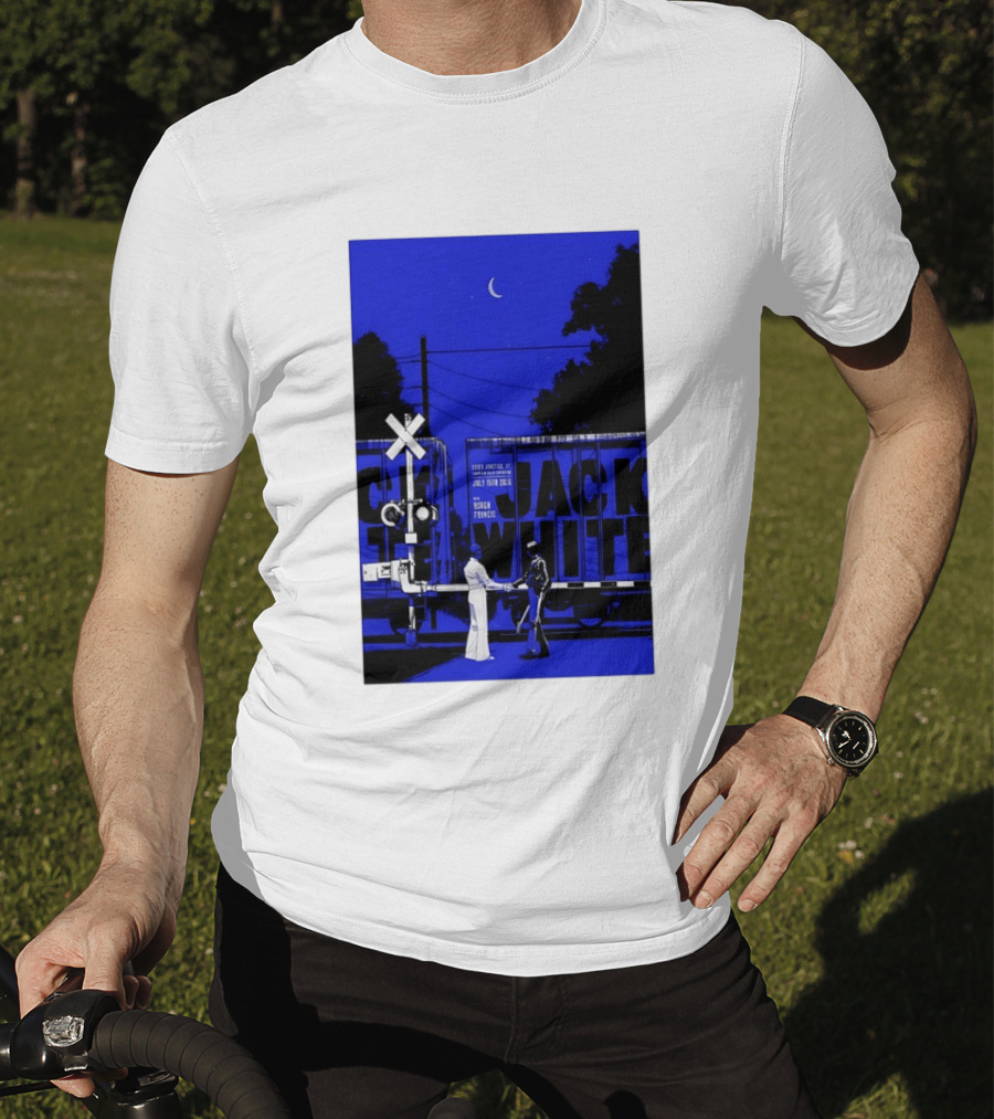 Jack White Rough Francis Essex Junction VT July 15 2026 Train Crossing Night Scene Moon T-Shirt