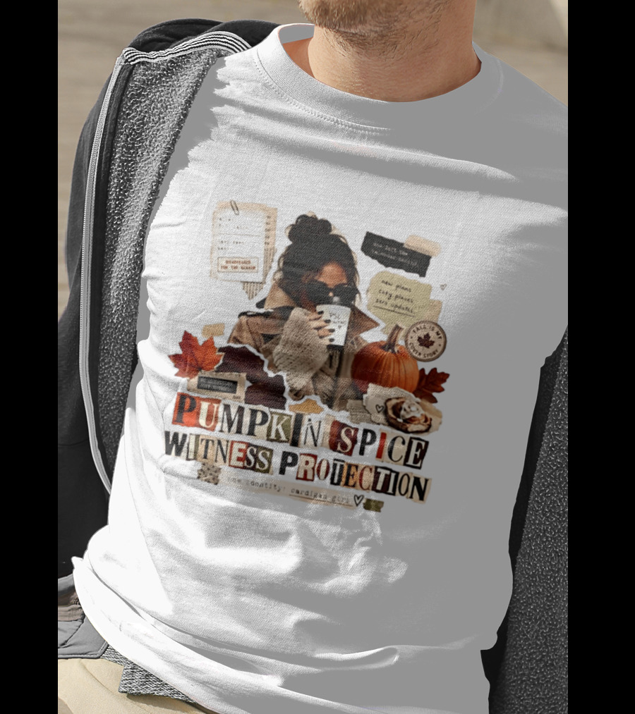 Pumpkin Spice Witness Protection Cozy Autumn Vibes PSL Pumpkin Latte New Plans Cozy Places Cardigan Girl T-Shirt