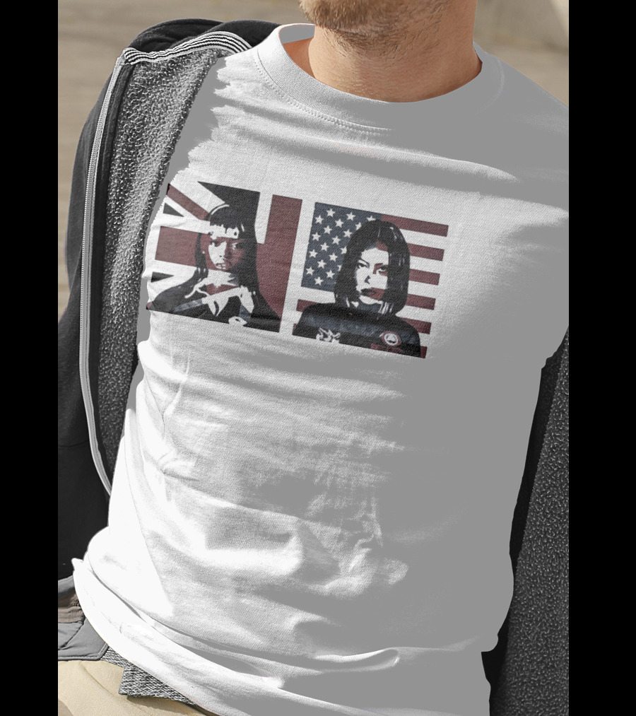 Jorja Smith And Taraji P Henson British And American Flag Portraits T-Shirt