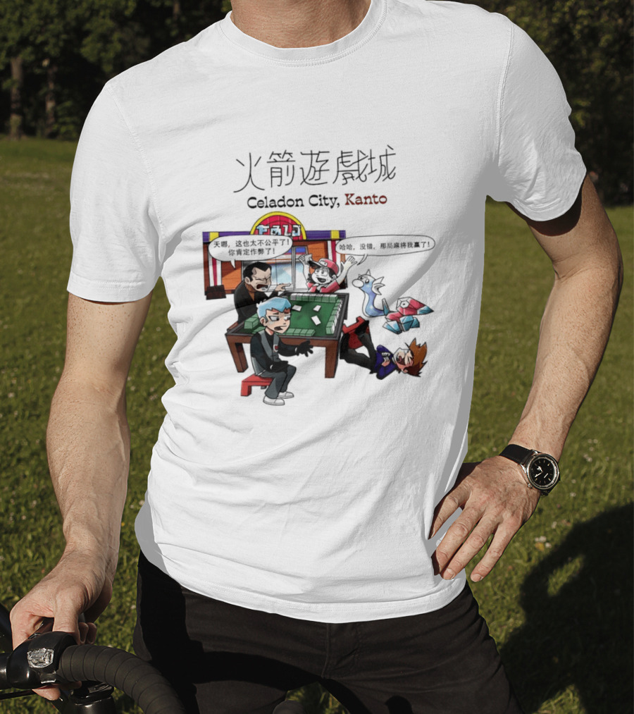 Celadon City Kanto Casino Scene With Iconic Characters T-Shirt
