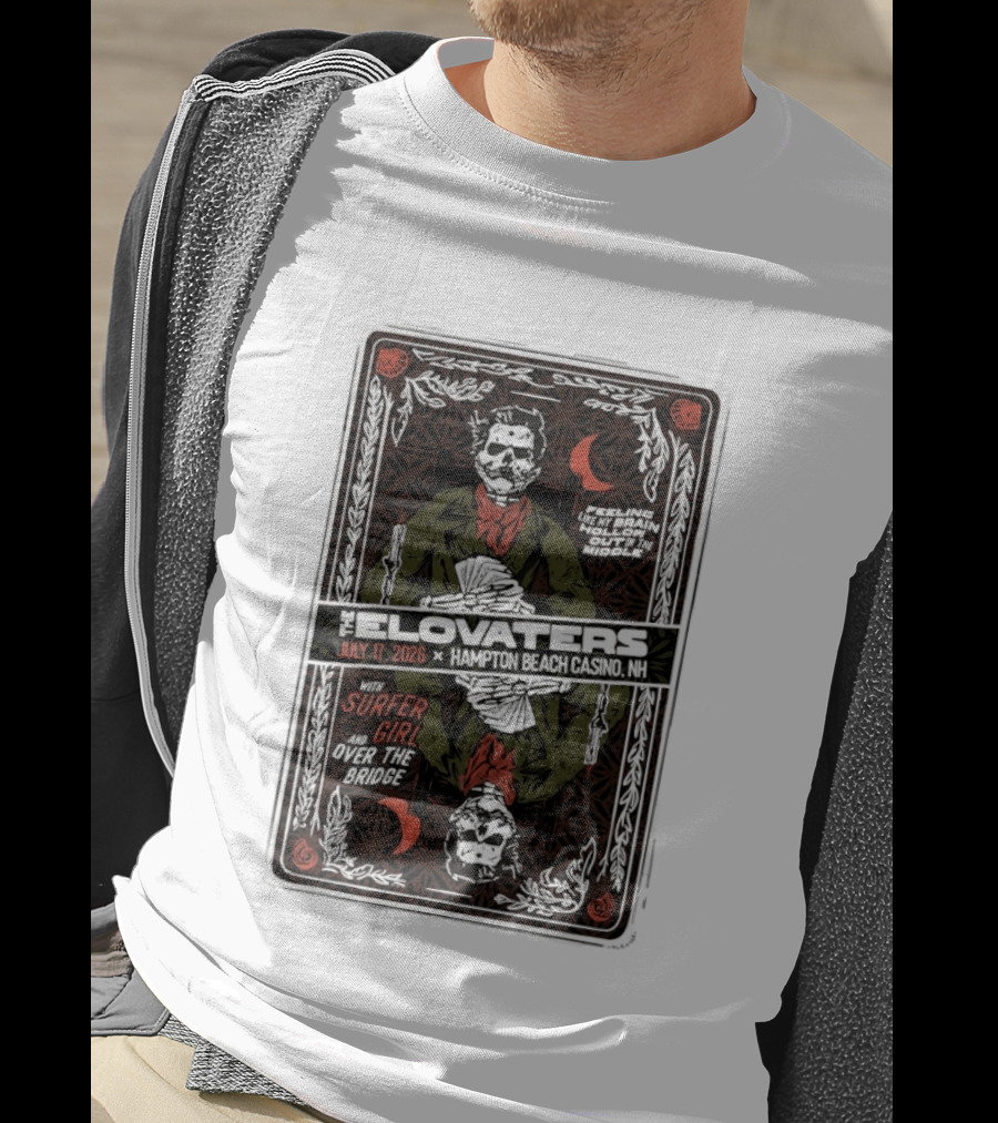 The Elovaters July 17 2026 Hampton Beach Casino NH Feeling Like My Brain Hollow Out Surfer Girl Over The Bridge T-Shirt