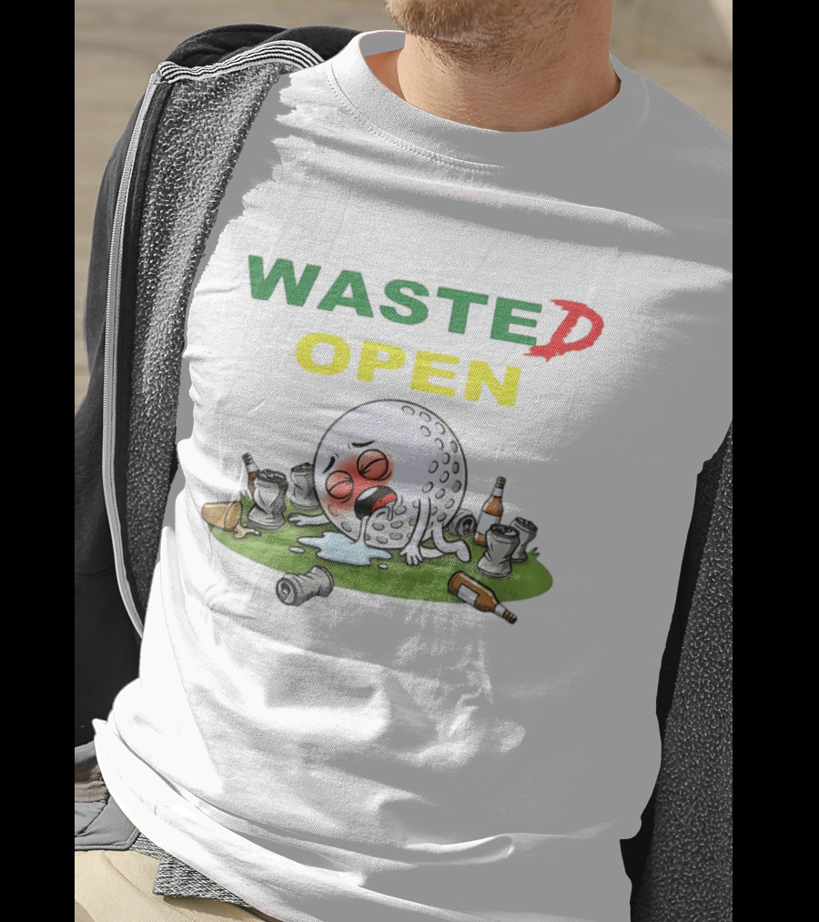 Wasted Open Funny Golf Ball Drinking Party Cans And Bottles T-Shirt