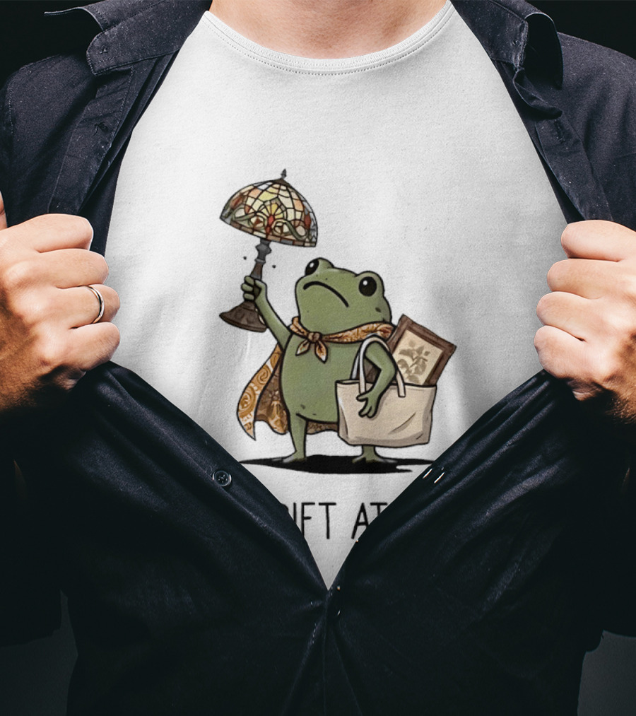 We Thrift At Dawn Frog With Vintage Lamp And T-Shirt