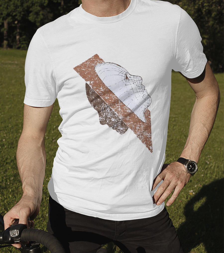 Wireframe Human Profile Collage Abstract Geometric Face T-Shirt
