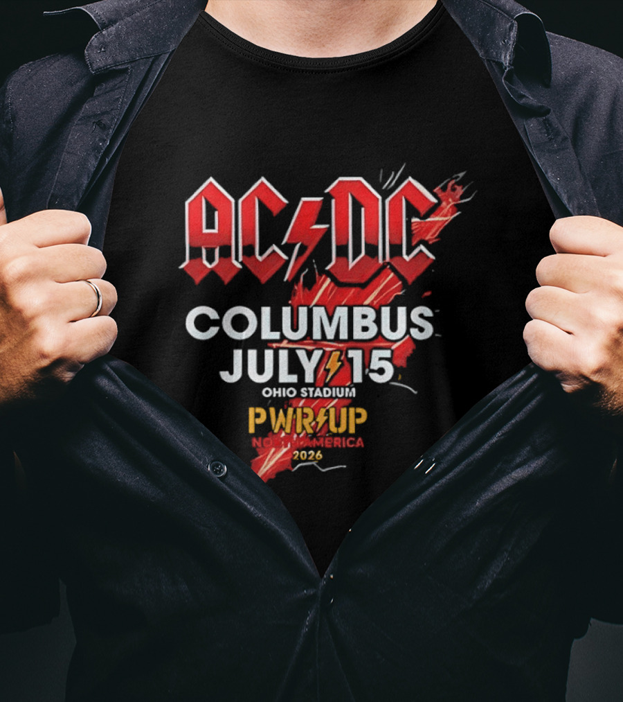 AC DC PWR UP North America Tour Columbus July 15 Ohio Stadium 2026 T-Shirt