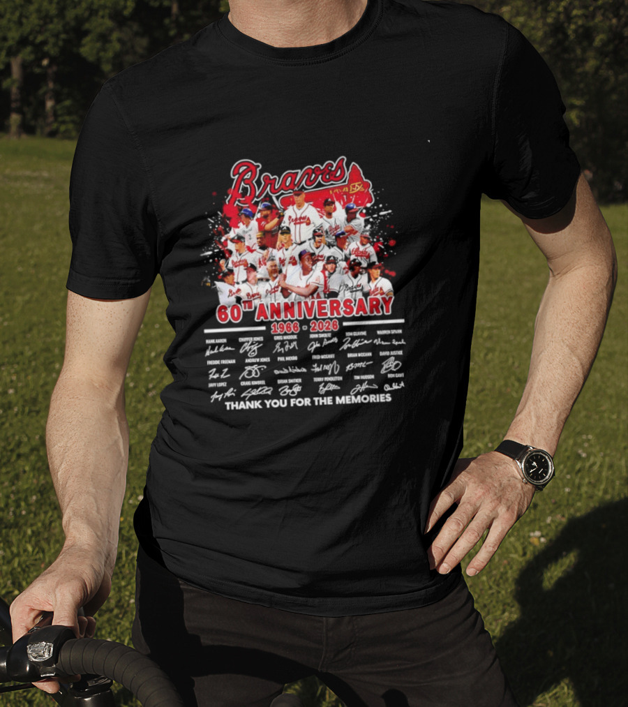 Atlanta Braves 60th Anniversary 1966 2026 Thank You For The Memories Signatures T-Shirt
