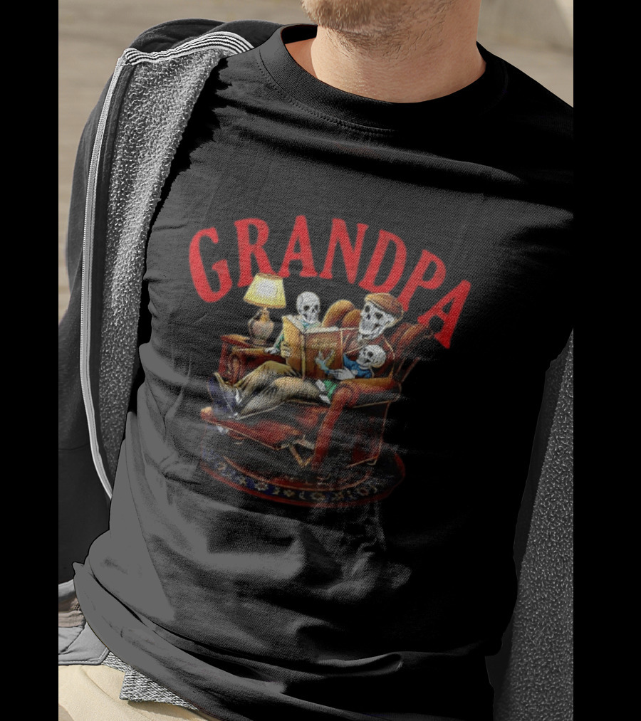 Grandpa Skeleton Reading Adventure With Kids T-Shirt