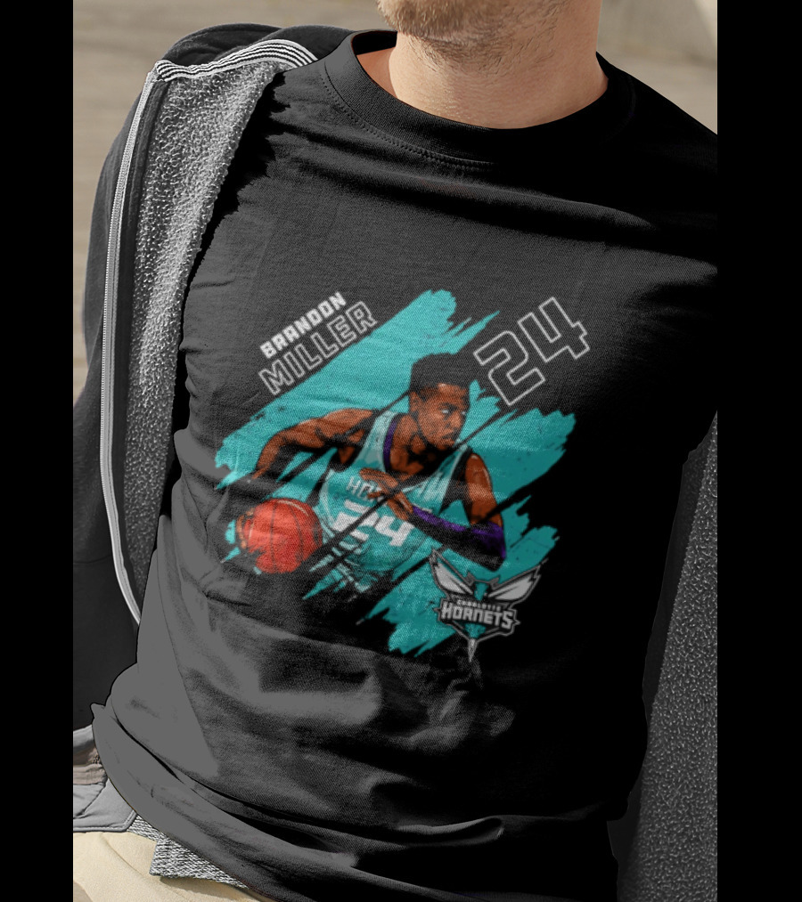 Brandon Miller 24 Charlotte Hornets Basketball Stripes T-Shirt