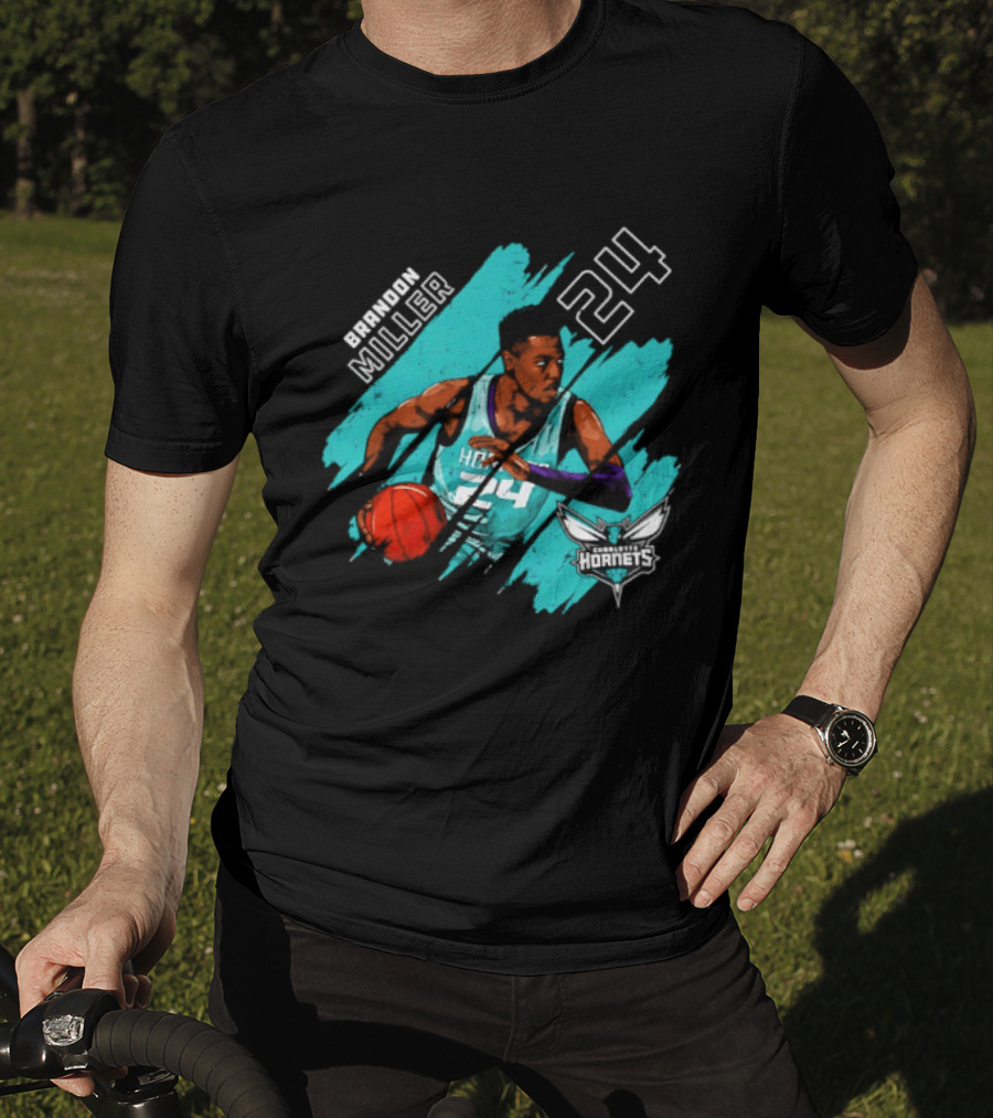 Brandon Miller 24 Charlotte Hornets Basketball Stripes T-Shirt