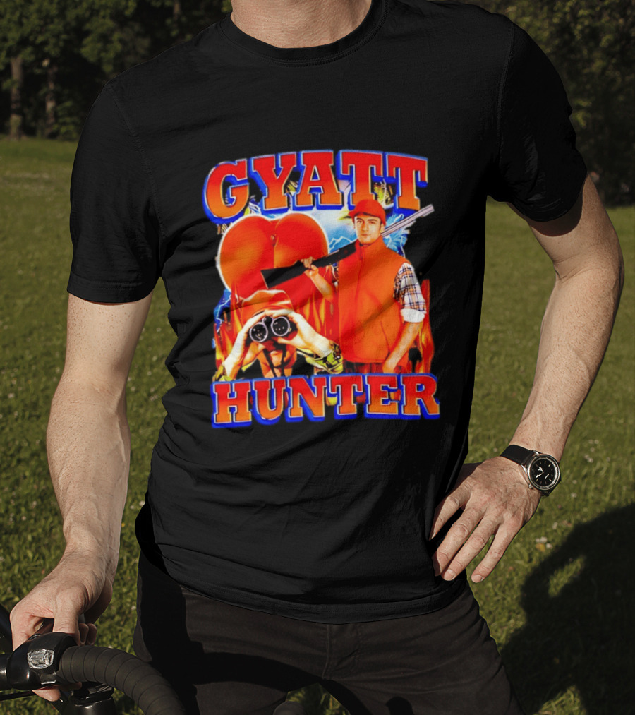 Gyatt Hunter Peach Slang With Binoculars And Rifle T-Shirt