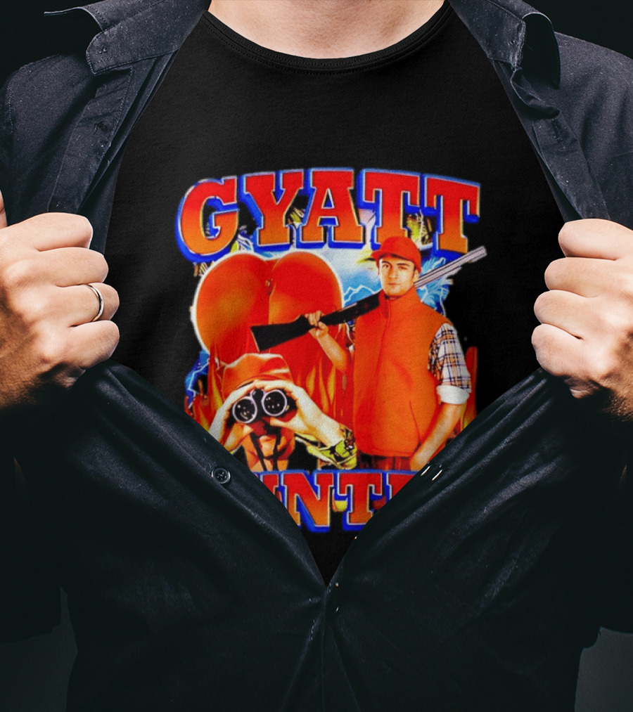 Gyatt Hunter Peach Slang With Binoculars And Rifle T-Shirt