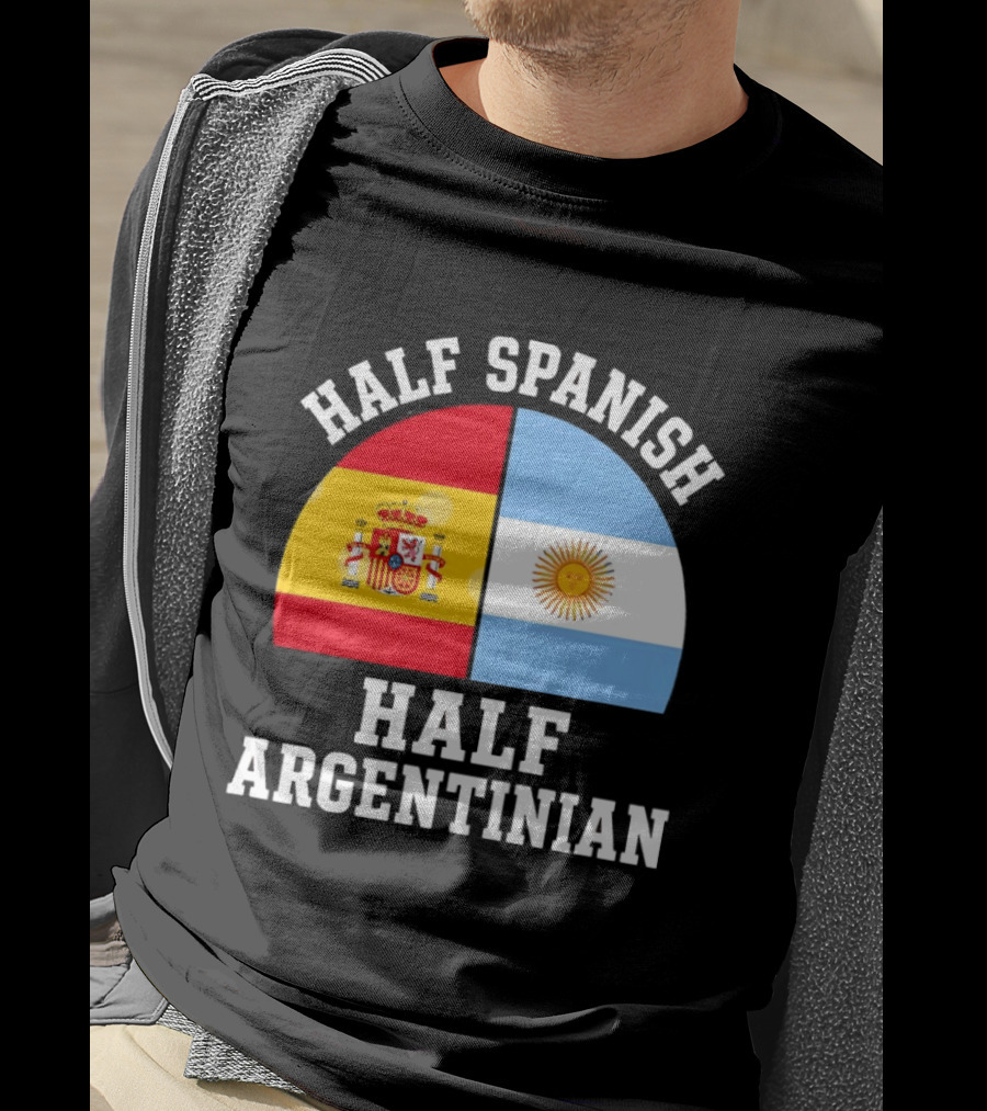 Half Spanish Half Argentinian Flags T-Shirt