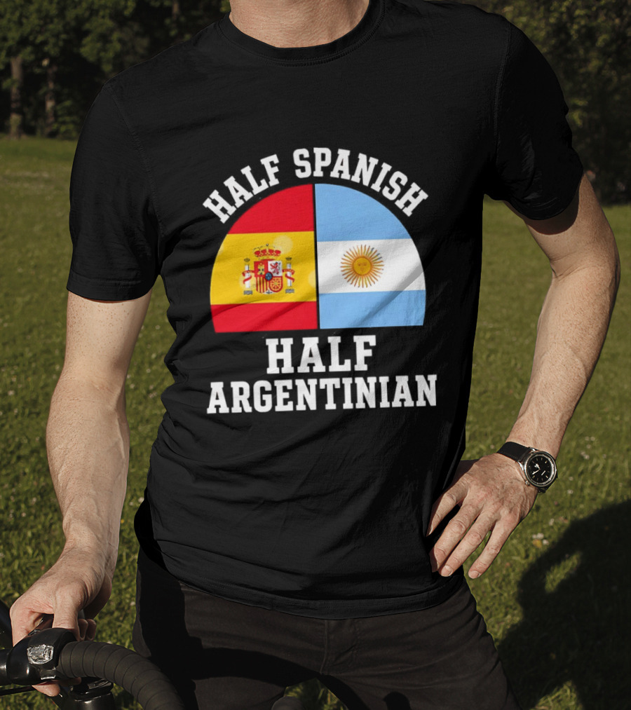Half Spanish Half Argentinian Flags T-Shirt