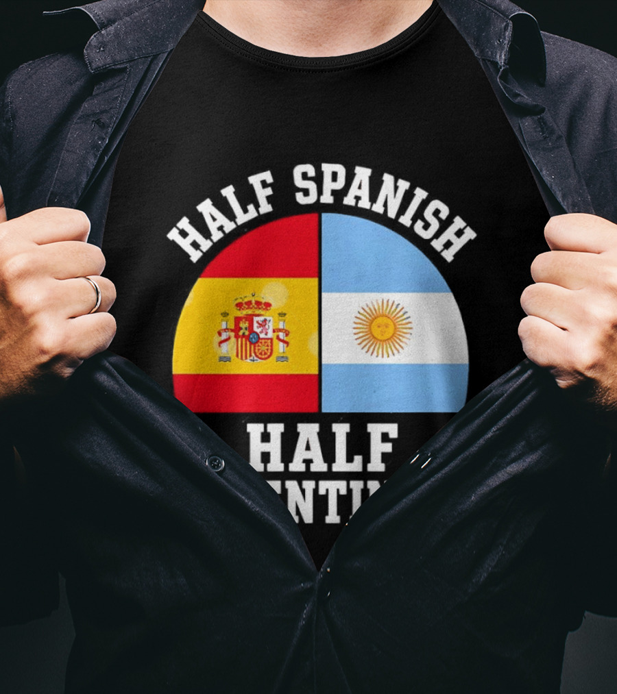 Half Spanish Half Argentinian Flags T-Shirt