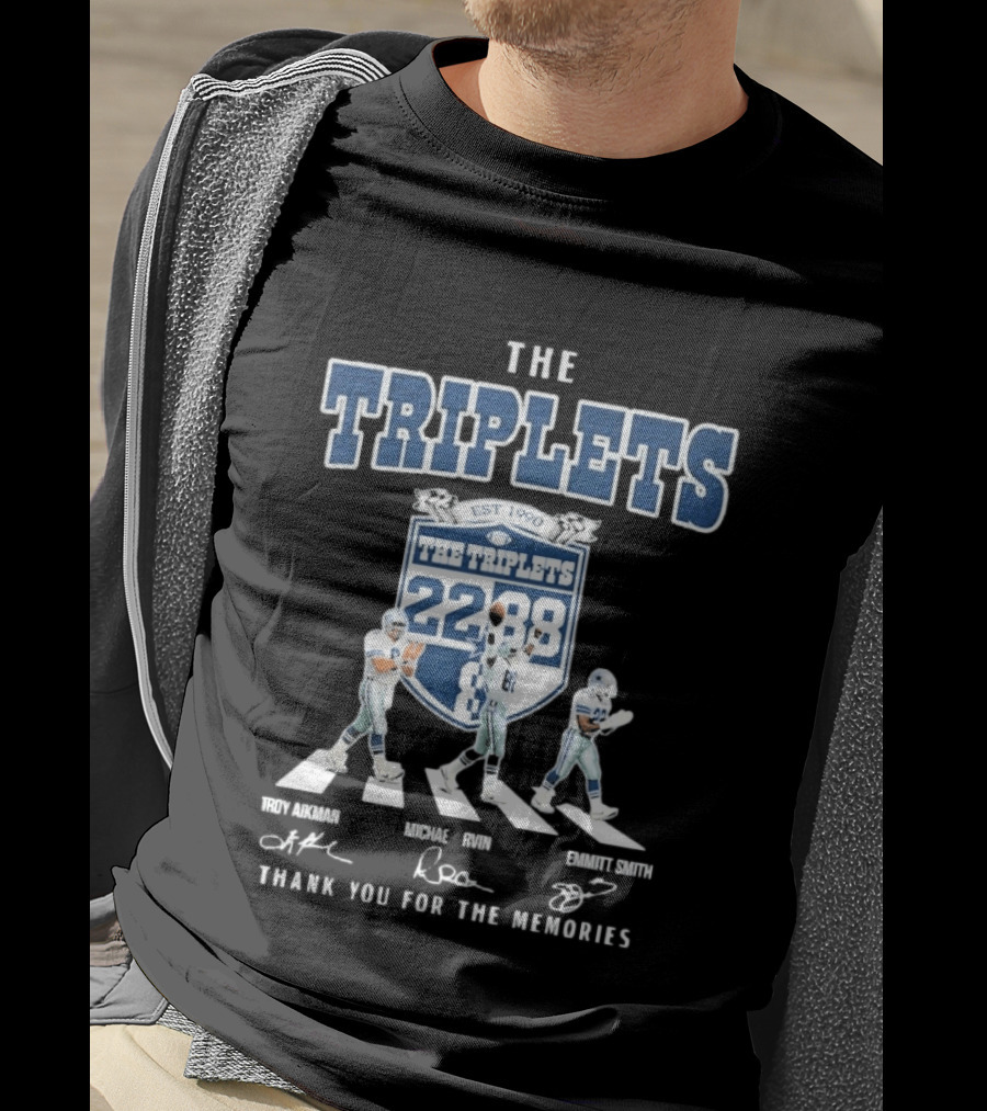 Dallas Cowboys The Triplets 22 88 Thank You For The Memories Signatures T-Shirt