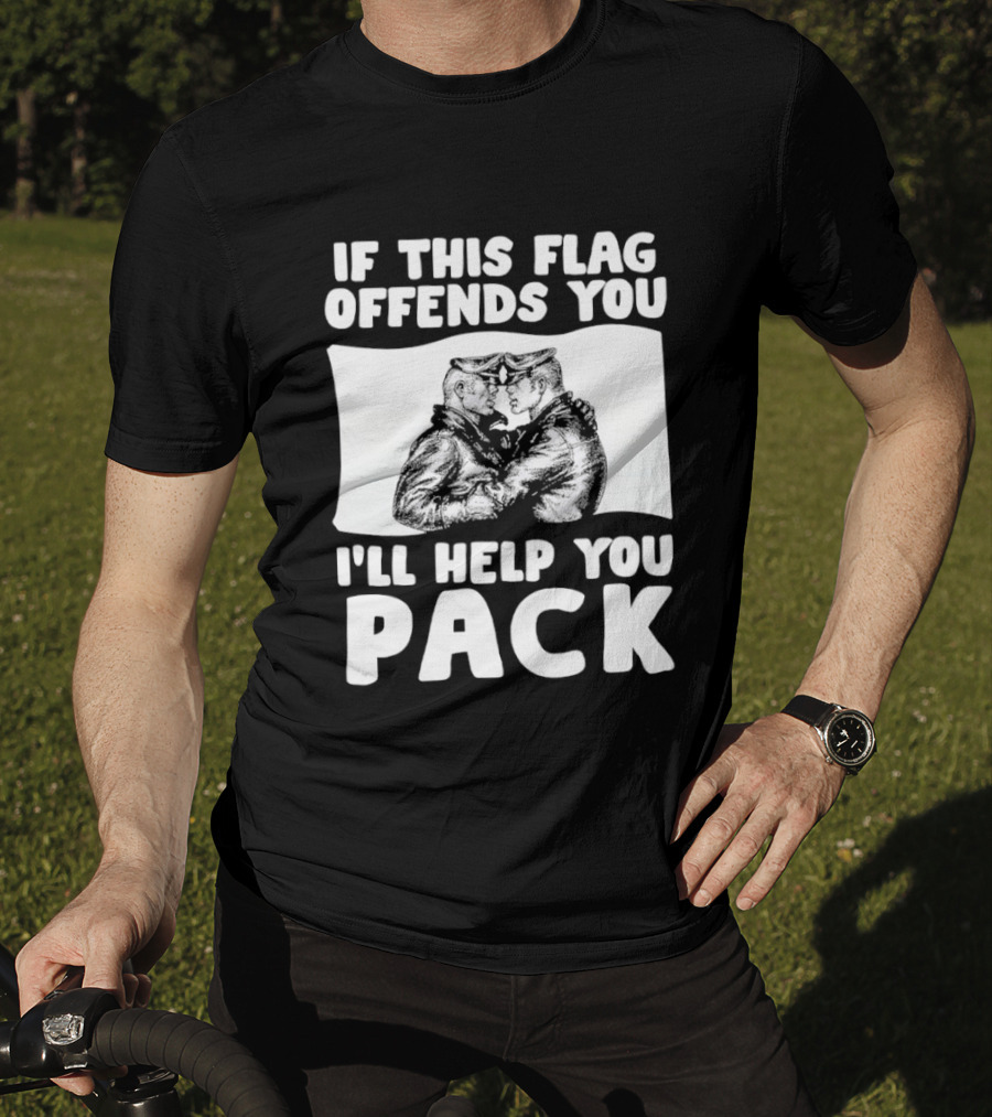 If This Flag Offends You I'll Help You Pack Leather Pride Bulldog T-Shirt