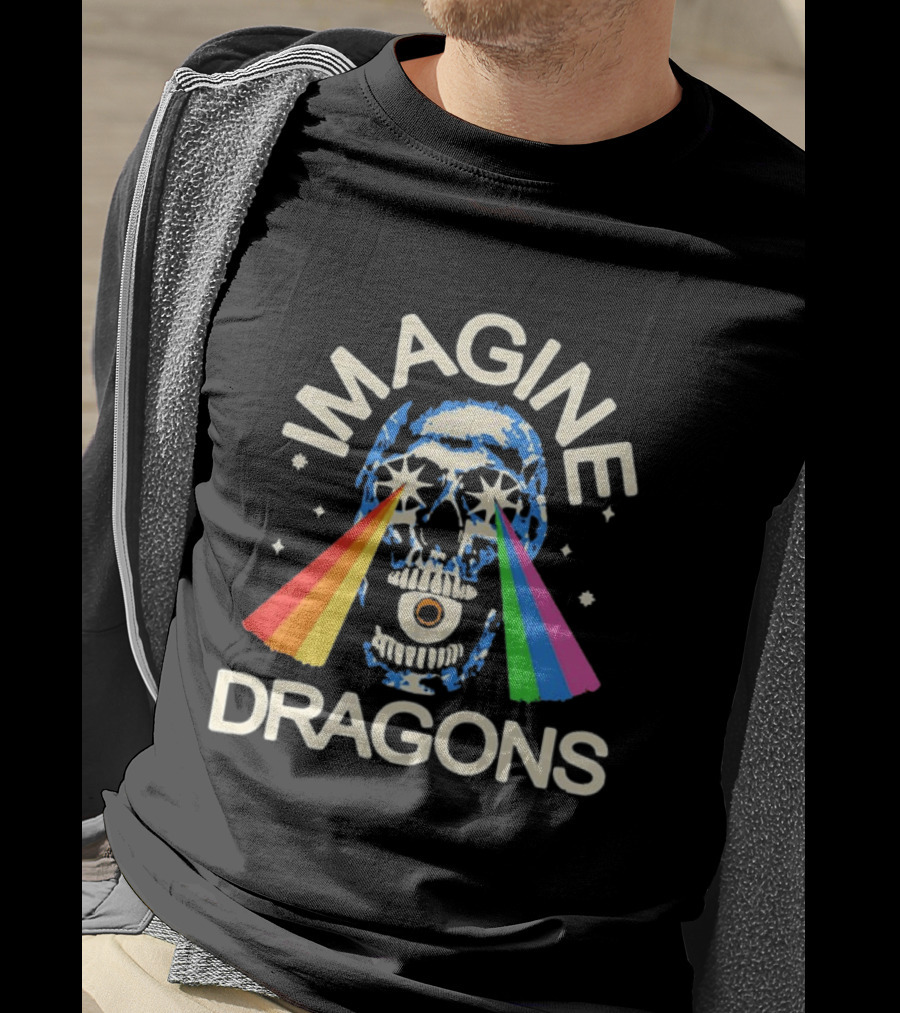 Imagine Dragons Skull Rainbow Eyes Spectrum Vision T-Shirt