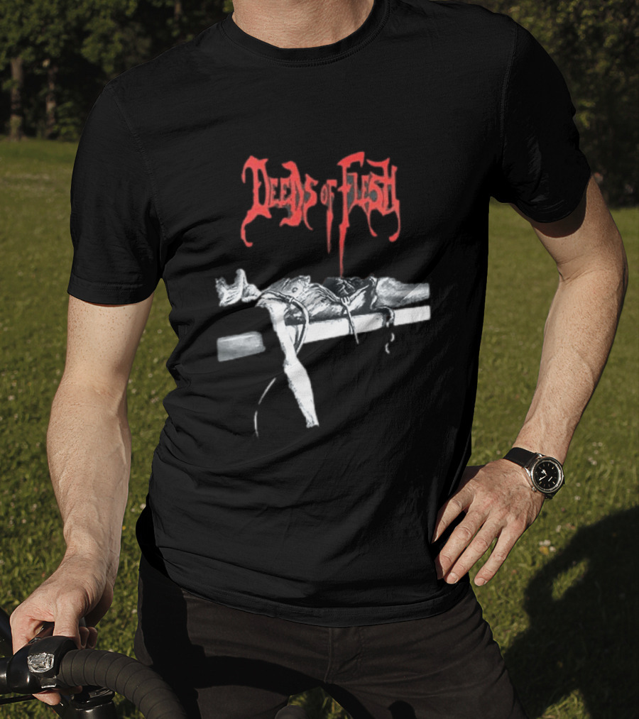 Deeds Of Flesh Trading Pieces The Mortician Stands Over The Body Mind Altered Two Sided T-Shirt