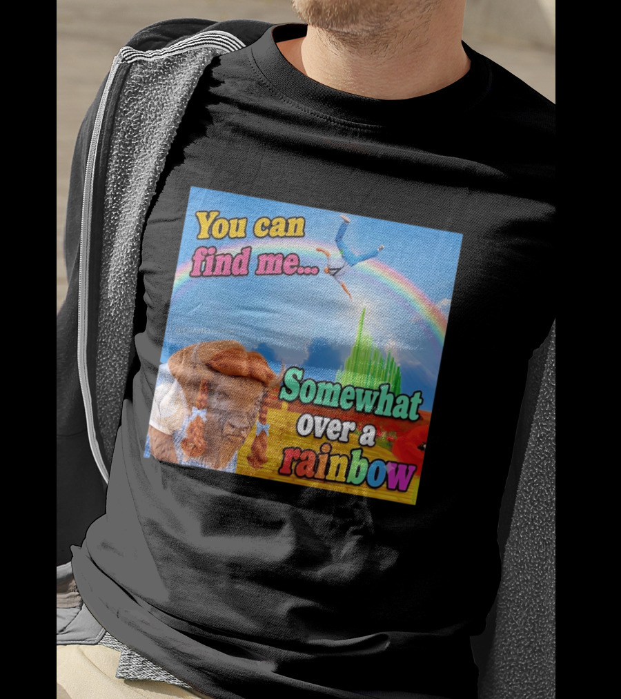 You Can Find Me Somewhat Over A Rainbow Bison Meme T-Shirt