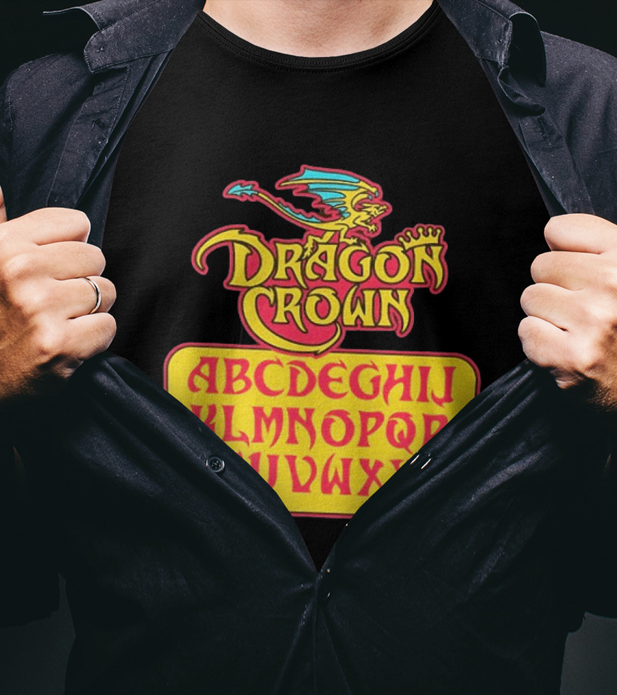 Dragon Crown Alphabet With Colorful Dragon Art And Bold Letters T-Shirt
