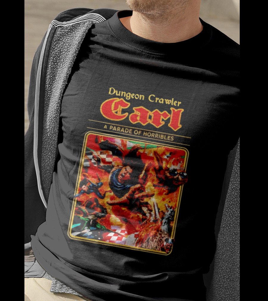 Dungeon Crawler Carl A Parade Of Horribles Fiery Adventure Scene With Characters T-Shirt