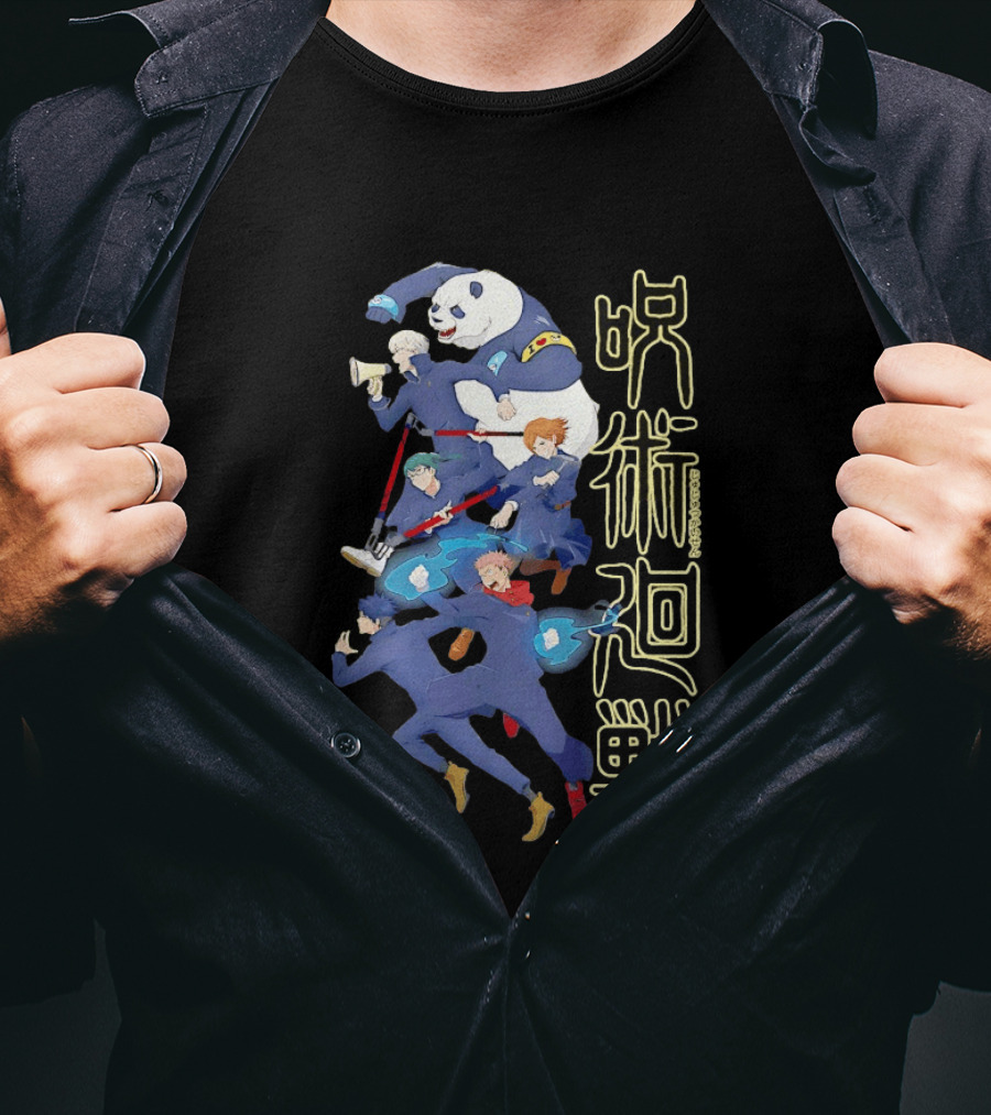 Jujutsu Kaisen Group Yuji Itadori Panda Megumi Fushiguro Nobara Kugisaki Anime Characters T-Shirt