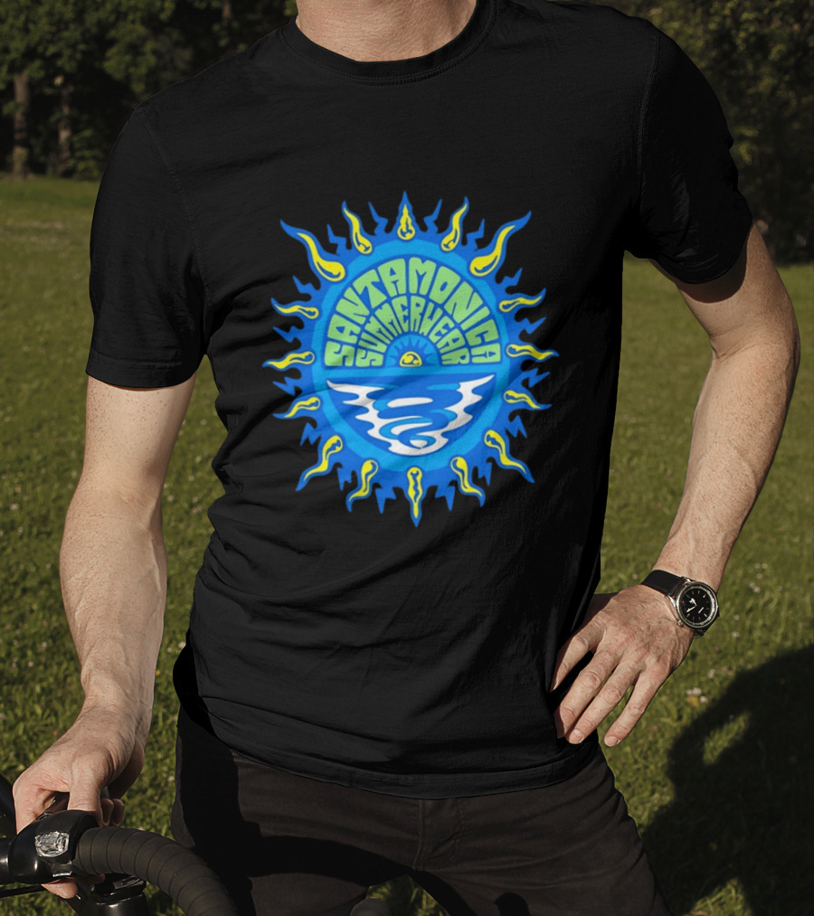Santa Monica Summerwear Sun And Ocean Beach Radiant Waves T-Shirt