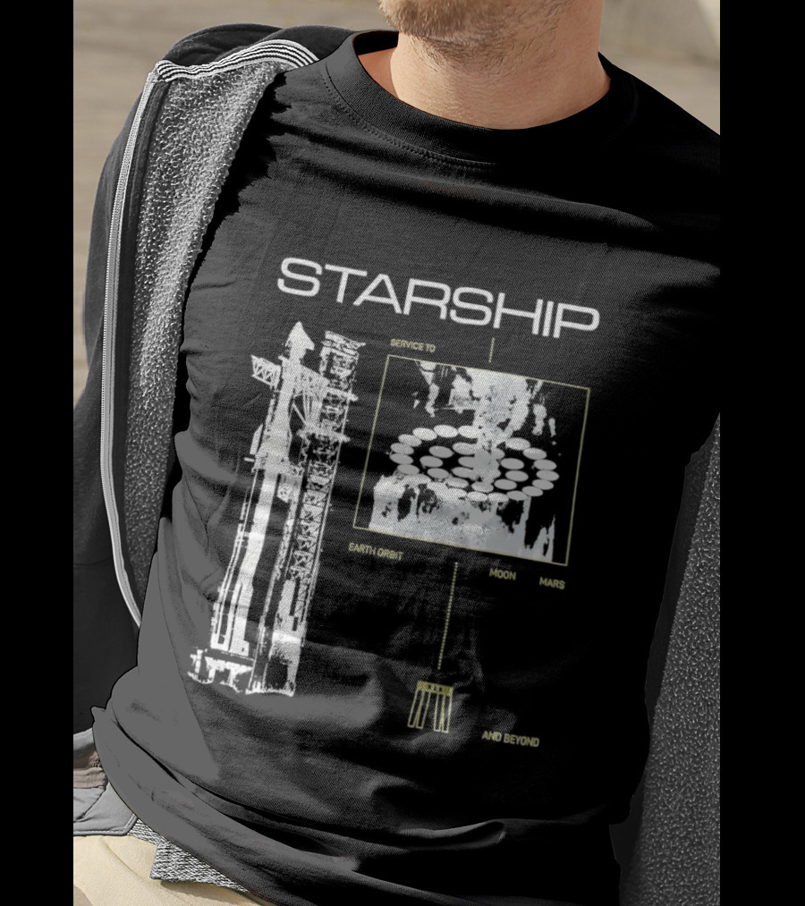 Starship Service Earth Orbit Moon Mars Beyond T-Shirt