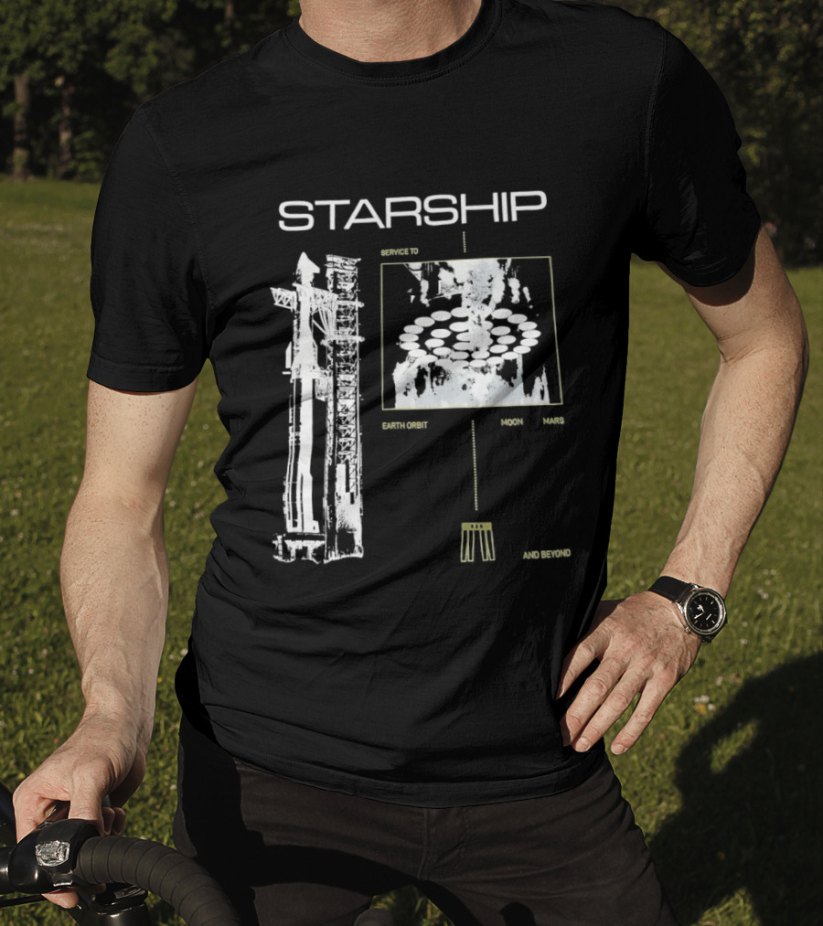 Starship Service Earth Orbit Moon Mars Beyond T-Shirt