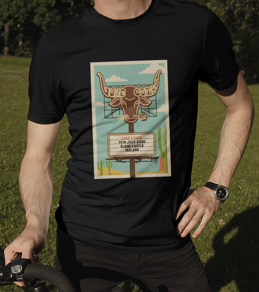 Luke Combs 19th July 2026 Slane Castle Ireland Bullhead Cactus Clouds T-Shirt