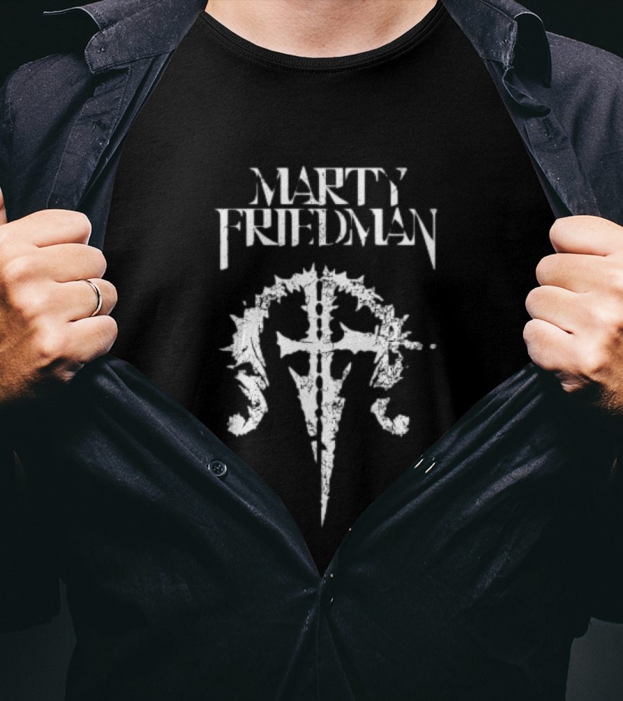 Marty Friedman Heavy Metal Cross Symbol Megadeth T-Shirt